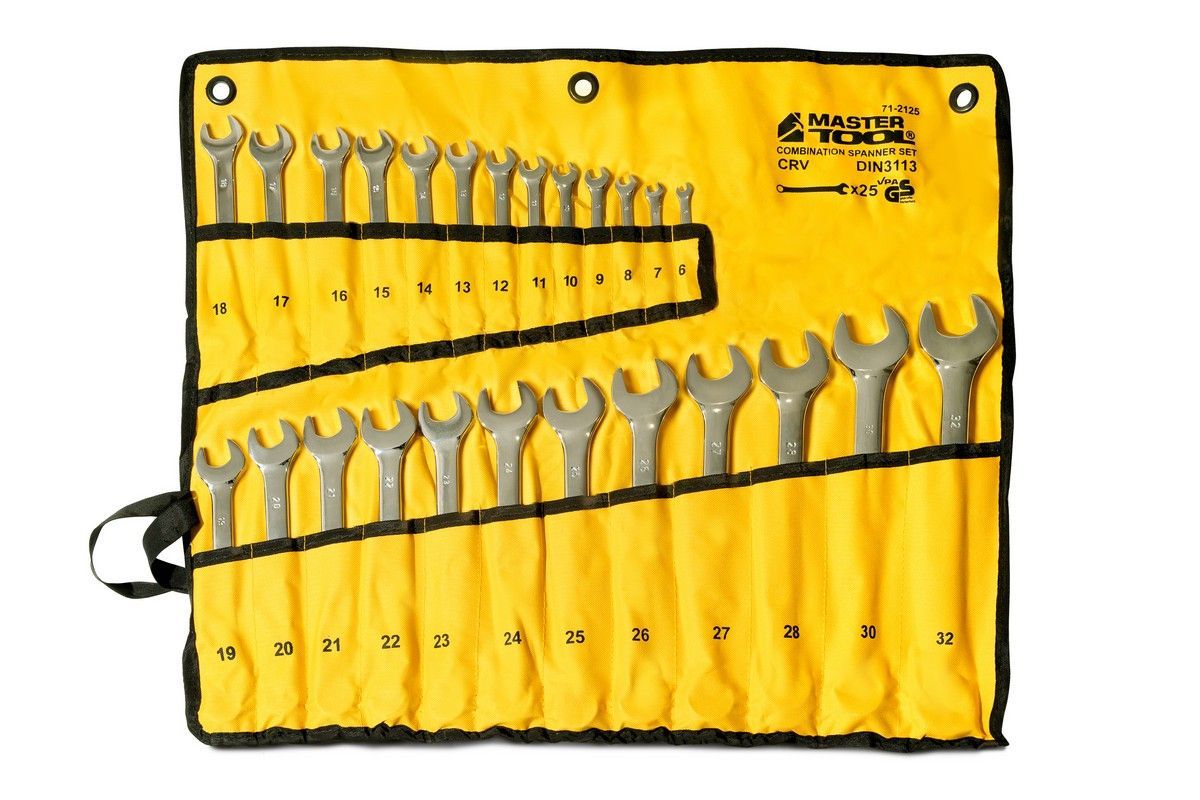 Набір ключів ріжково-накидних SATIN FINISH 25 шт рол (6-28/30/32 мм) 31CRV3 DIN3113 MASTERTOOL 71-2125 Набір ключів ріжково-накидних SATIN FINISH 25 шт рол (6-28/30/32 мм) 31CRV3 DIN3113 MASTERTOOL 71-2125