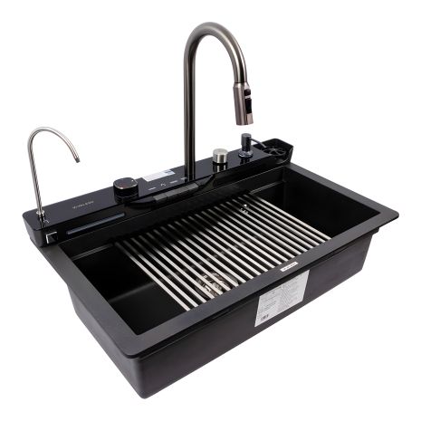 Гранитная кухонная мойка 7546 EVANORA матовая (морион), VALESO