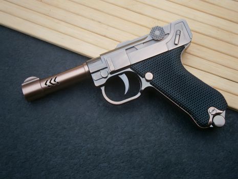 Міні запальничка у вигляді пістолета Luger Parabellum, турбо газова металева, 14 см x 9,5 см