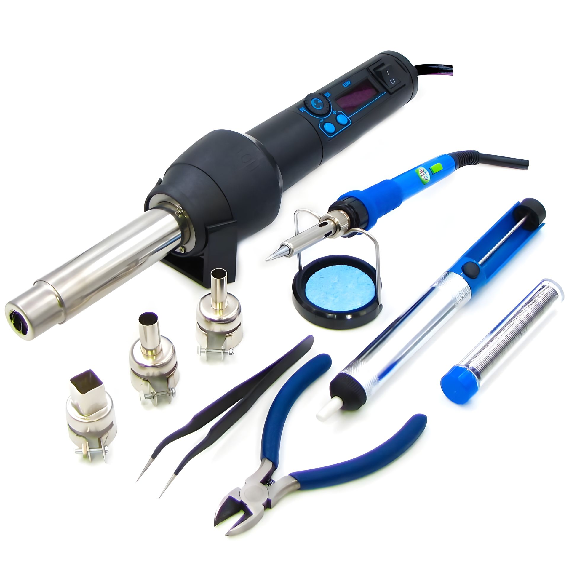 Комплект для пайки в кейсі WEP 8858-I & 947-III (паяльник 947-III, термофен 8858-I, інструменти та розхідники) Комплект для пайки в кейсі WEP 8858-I & 947-III (паяльник 947-III, термофен 8858-I, інструменти та розхідники)