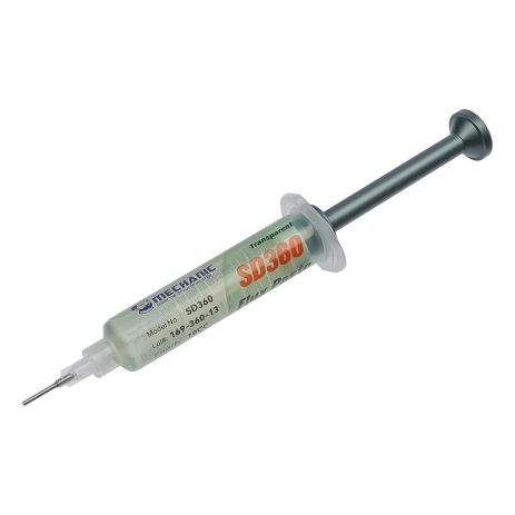 Флюс-паста Mechanic SD360 10мл в шприце с алюминиевым толкателем P08, безотмывочная, слабоактивная Флюс-паста Mechanic SD360 10мл в шприце с алюминиевым толкателем P08, безотмывочная, слабоактивная