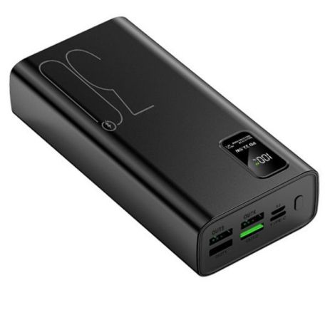 Power Bank LX-A35B 30000 мАч с быстрой зарядкой 22,5 Вт, дисплеем и двусторонним Type-C (PD 20W) — 5 портов, черный