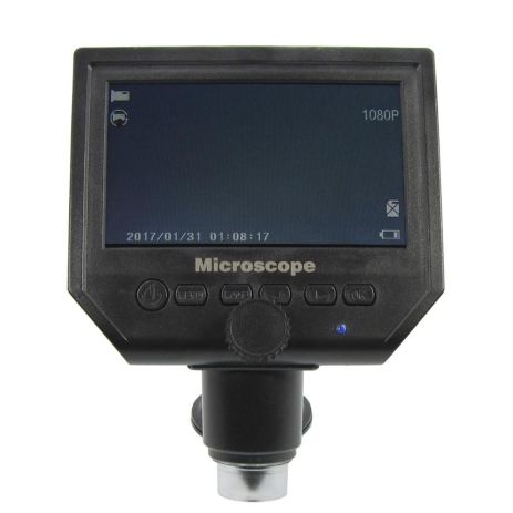 Цифровий мікроскоп з монітором 4.3" G600 (запис відео та фото на microSD (16gb class 10), фокус 20-120 мм, кратність збільшення 600X)