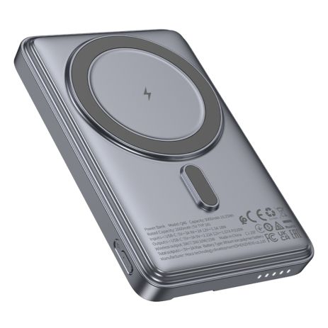 Power bank Hoco Q46 5000mAh PD 20W 3в1 магнитный с функцией беспроводной зарядки silver gray