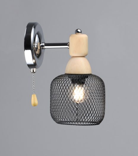 Бра настенное на один плафон VALESO K2347/1W Хром + Дерево K2347/1W