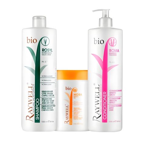 Набір для жирної шкіри голови та сухого волосся Raywell Bio: шампунь ROSYL, маска Hidra, кондиціонер Boma, 3×500 г (розлив) Набір для жирної шкіри голови та сухого волосся Raywell Bio: шампунь ROSYL, маска Hidra, кондиціонер Boma, 3×500 г (розлив)