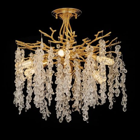 Люстра потолочная на 6 плафонов VALESO Хрусталь Металл Золотистый C33008-460