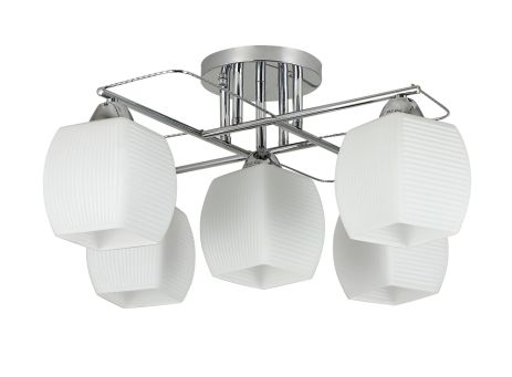 Люстра потолочная на 5 плафонов VALESO Металл/Стекло Хром Ø560мм 07003/4+1