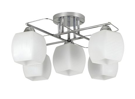 Люстра стельова VALESO 5 плафонів, Метал/Скло Хром Ø560мм 07003/4+1 Люстра стельова VALESO 5 плафонів, Метал/Скло Хром Ø560мм 07003/4+1