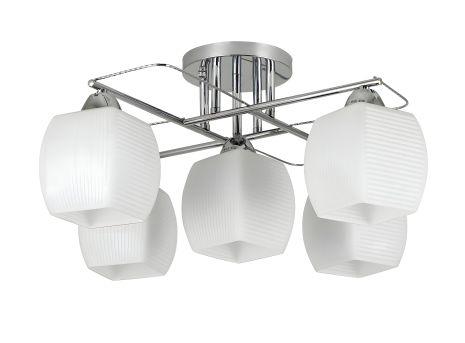Люстра стельова VALESO 5 плафонів, Метал/Скло Хром Ø560мм 07003/4+1