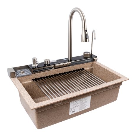 Мойка гранитная VALESO 6846 IRENA (карамель) матовая, полная комплектация (Водопад)