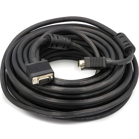 Відеокабель Power Plant VGA-VGA, 15м, подвійні ферити