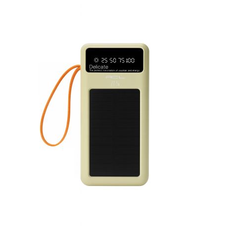 Powerbank ACL SOLAR PW-141 (PD 20W + QC3.0 22.5W/Type-C/Lightning/Micro/20000 mAh) Beige