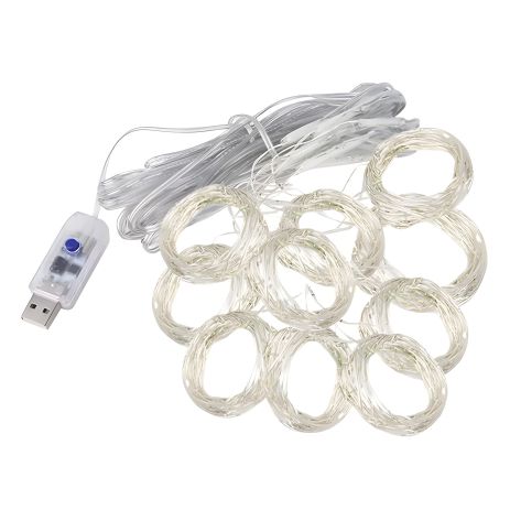 LED гірлянда штора 3x2м, без гачків, без пульта, холодний білий, USB