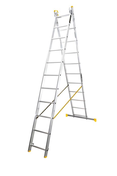 Сходи алюмінієві двосекційні комбіновані 2х11 ступенів h=5330 мм max 150 кг MASTERTOOL 79-1411 Сходи алюмінієві двосекційні комбіновані 2х11 ступенів h=5330 мм max 150 кг MASTERTOOL 79-1411