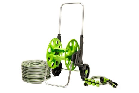 Катушка со шлангом ½" 50 м с телескопической ручкой на колесах MASTERTOOL 92-8800