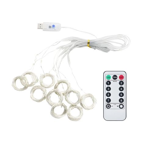 Светодиодная гирлянда USB штора, медная нить, теплый белый, 2x3м, 200LED, БЕЗ КРЮЧКОВ, 8 режимов, с пультом Светодиодная гирлянда USB штора, медная нить, теплый белый, 2x3м, 200LED, БЕЗ КРЮЧКОВ, 8 режимов, с пультом