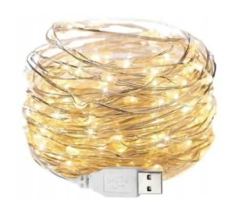 Світлодіодна USB Гірлянда, 20м, Теплий Світло, без режимів