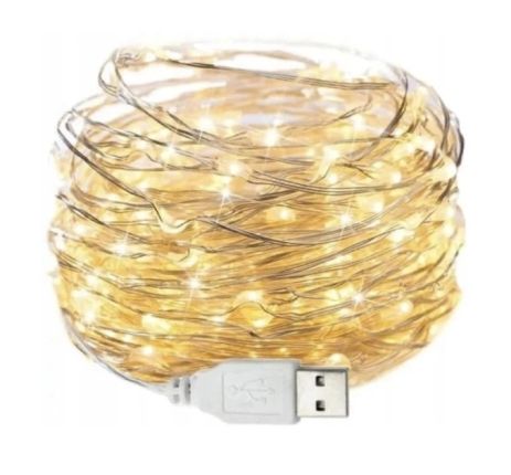 Світлодіодна гірлянда USB, 20м, проста, без режимів, тепле світло