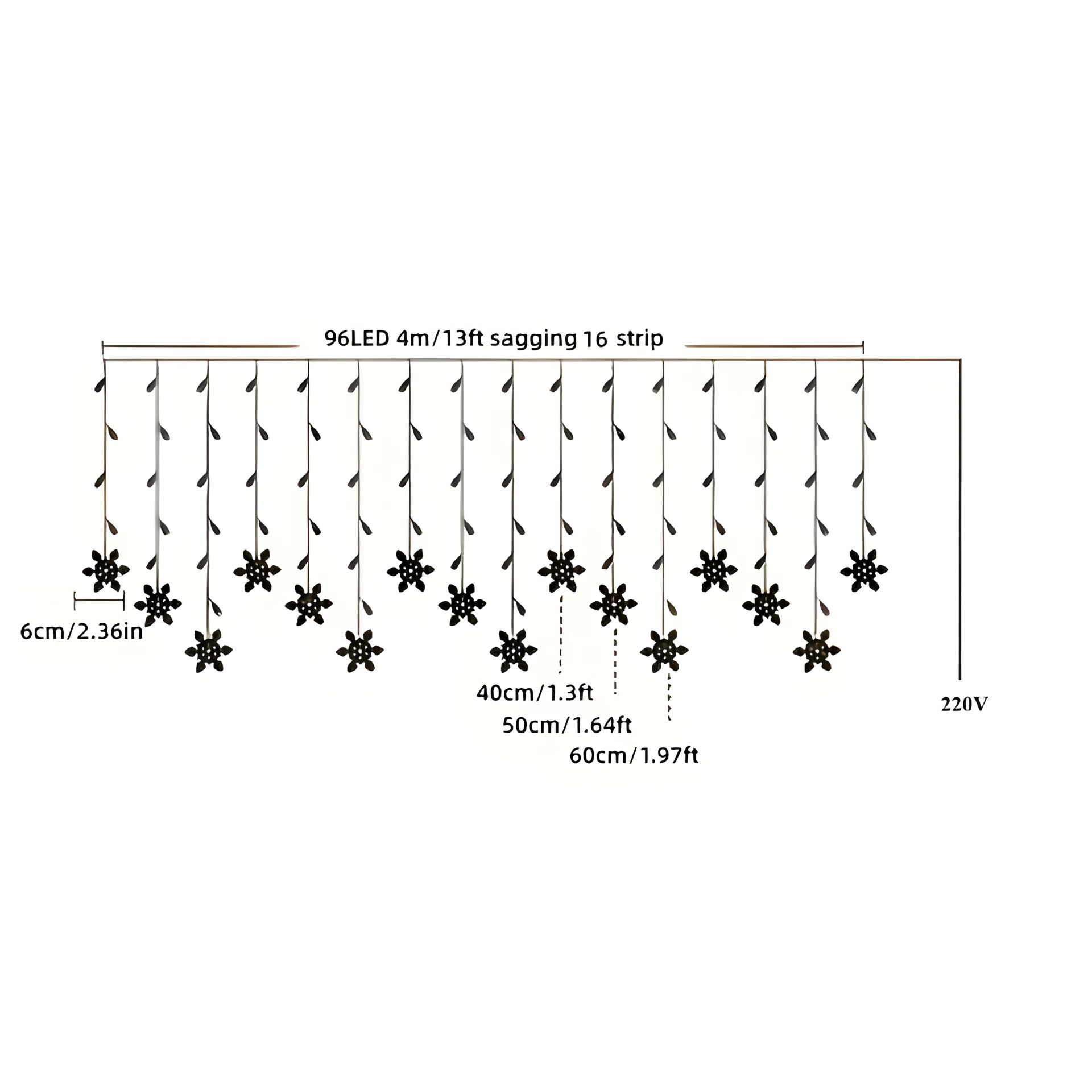 Гірлянда №17 LED + сніжинки 4*0,7м (холодний білий/220V) Гірлянда №17 LED + сніжинки 4*0,7м (холодний білий/220V)