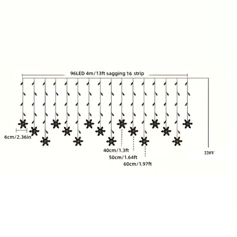 Гирлянда №17 LED + снежинки 4*0,7м (холодный белый/220V) Гирлянда №17 LED + снежинки 4*0,7м (холодный белый/220V)