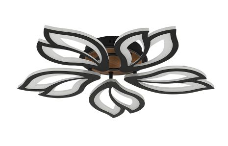 Стельова Світлодіодна Люстра VALESO 3309/5 Димерна Чорний + Дерево 8000Lm