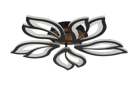 Светодиодная потолочная люстра VALESO 3309/5, диммируемая, черный + дерево 8000Lm