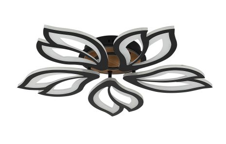 Стельова Світлодіодна Люстра VALESO 3309/5 Димерна Чорний + Дерево 8000Lm