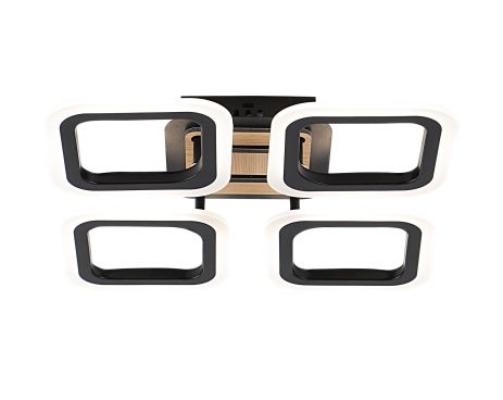 Люстра стельова світлодіодна VALESO 3307/4 димерна чорний + дерево 4480Lm