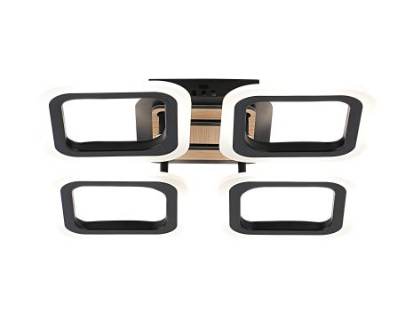 Стельова світлодіодна люстра VALESO 3307/4 димерна, чорний + дерево 4480Lm