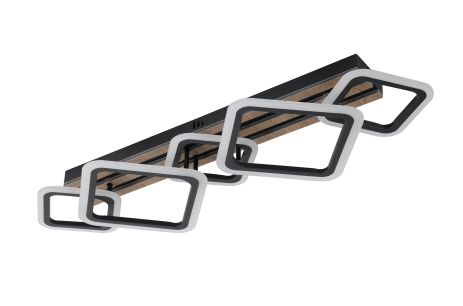 Люстра стельова світлодіодна VALESO 3314/3+2 лінійна 100W чорний + дерево