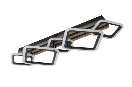 Стельова світлодіодна люстра VALESO 3314/3+2 лінійна 100W чорний + дерево