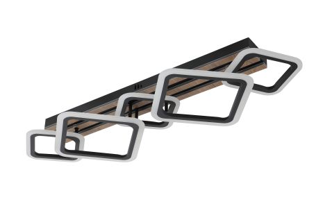 Люстра потолочная светодиодная VALESO 3314/3+2 линейная 100W черный/дерево