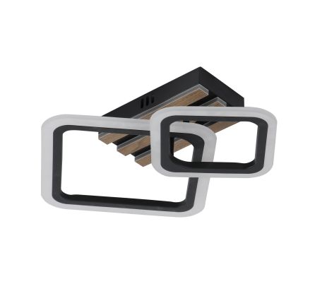 Люстра потолочная светодиодная VALESO 3314/1+1 черный + дерево 24W трехрежимная