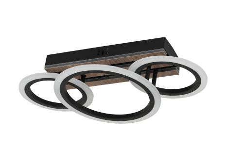 Люстра VALESO 3300/2+1 черный + дерево 50W (3 режима)