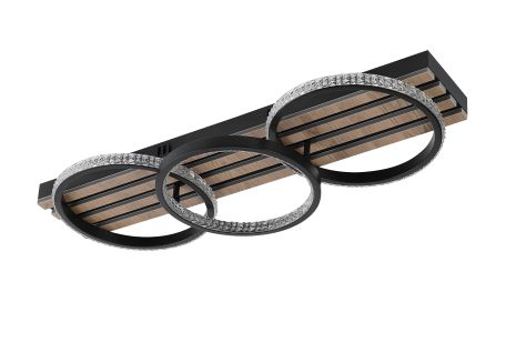 Люстра стельова світлодіодна VALESO 3302/3 LED димерна чорний + дерево сучасна