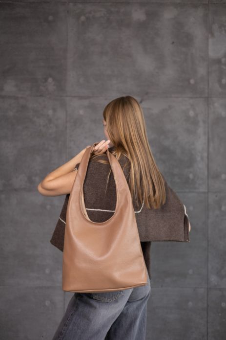 Жіноча сумка-шопер з натуральної шкіри флотар SKILL капучино
