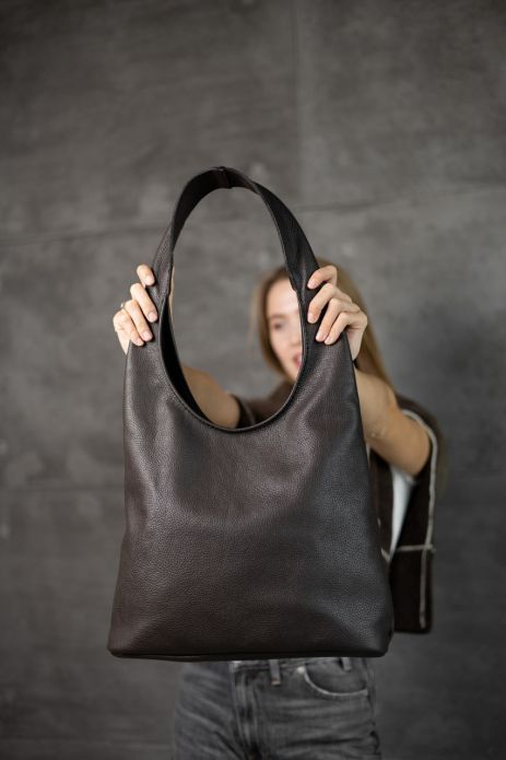 Жіноча сумка-шопер з натуральної шкіри флотар SKILL шоколад