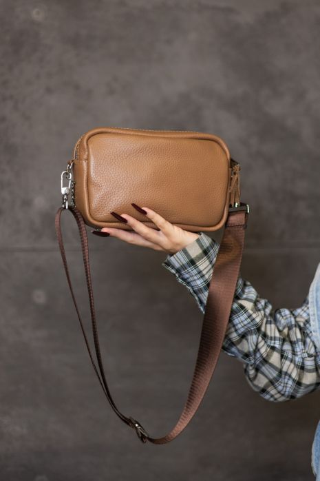 Жіноча сумка крос-боді з натуральної шкіри флотар SKILL капучино