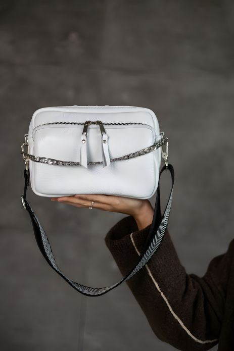 Женская сумка кросс-боди из натуральной кожи флотар SKILL, белая, SW120-4