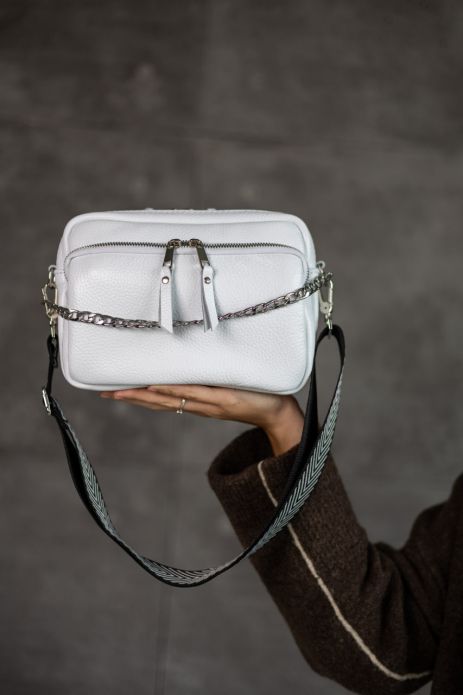 Жіноча сумка крос-боді з натуральної шкіри флотар SKILL білий