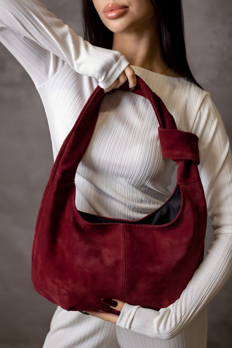 Сумка-шопер из натуральной замши SKILL бургунди Сумка-шопер из натуральной замши SKILL бургунди