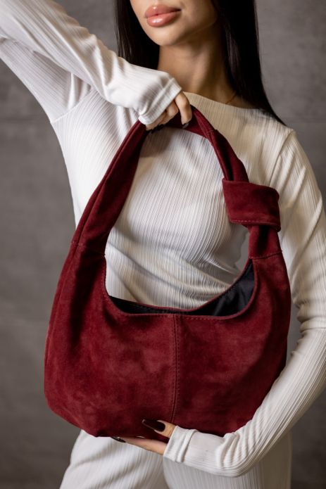 Сумка-шопер з натуральної замші SKILL бургунді