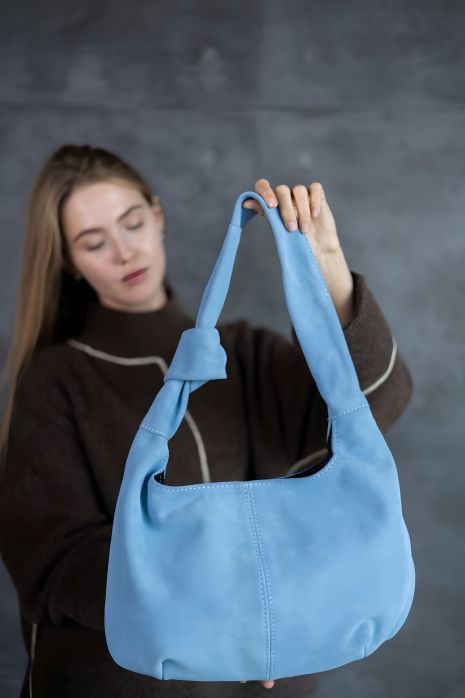 Сумка-шопер из натуральной замши SKILL голубая Сумка-шопер из натуральной замши SKILL голубая