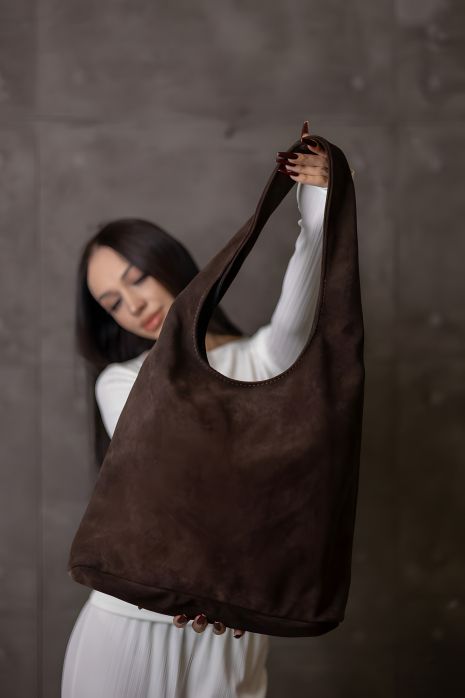 Жіночий шопер з натуральної замші шоколад Жіночий шопер з натуральної замші шоколад