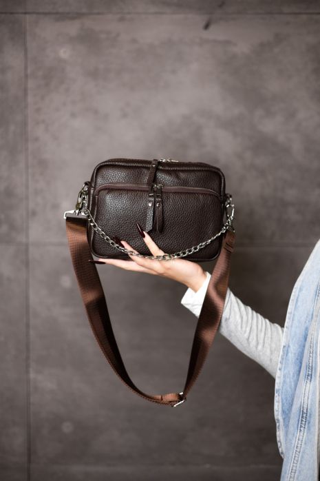 Жіноча сумка крос-боді з натуральної шкіри флотар SKILL шоколад