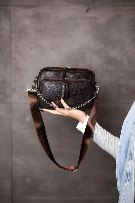 Жіноча сумка крос-боді з натуральної шкіри флотар SKILL шоколад, SW120-2