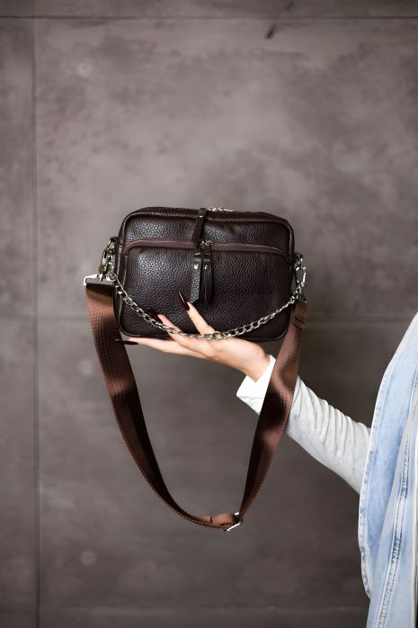 Жіноча сумка крос-боді з натуральної шкіри флотар SKILL шоколад, SW120-2