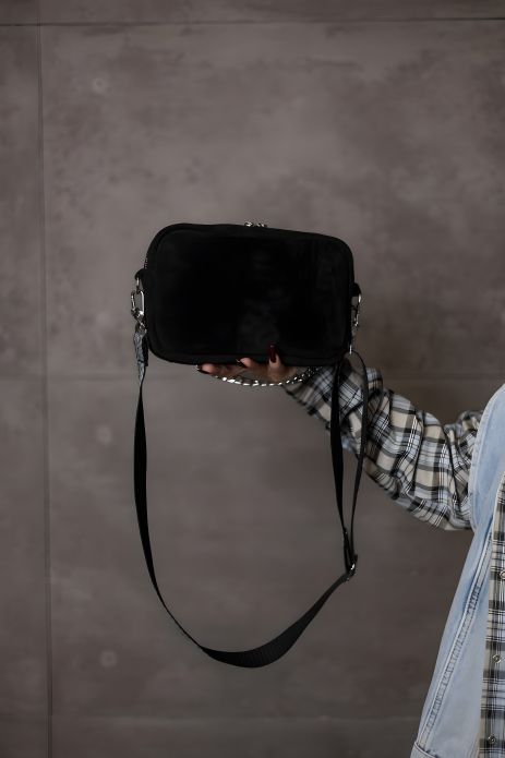 Жіноча сумка крос-боді з натуральної замші SKILL чорна, SW110-1