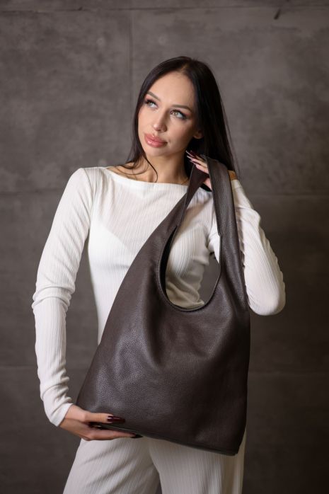 Жіноча сумка-шопер з натуральної шкіри флотар SKILL шоколад